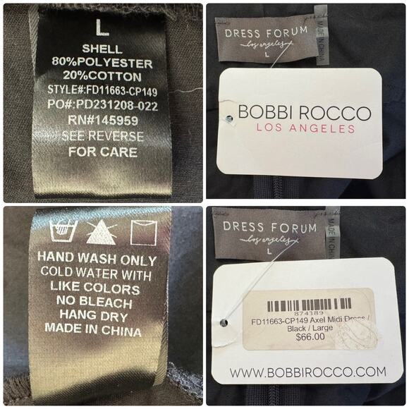 BOBBI ROCCO Axel Midi Ruffle Cut Out Dress Black Size Large NEW WITH TAGS - Picture 12 of 12